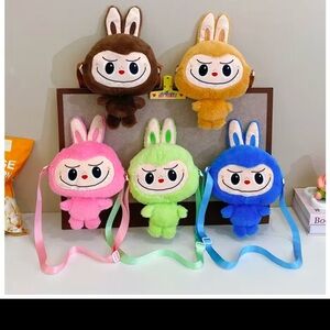 Labubu Macaron Plush Toys – Cute Anime Stuffed Dolls & Shoulder Bags for Kids